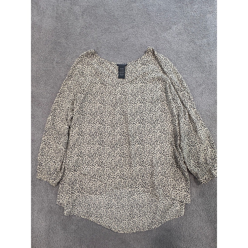 Chelsea & Theodore Women's Blouse XXL 2X Leopard Print‎ Sheer Long Sleeve Top